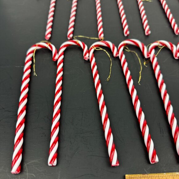Vtg Red White Hard Plastic Twisted Candy Cane Ornament Christmas Holiday 7 inch - Picture 7 of 8